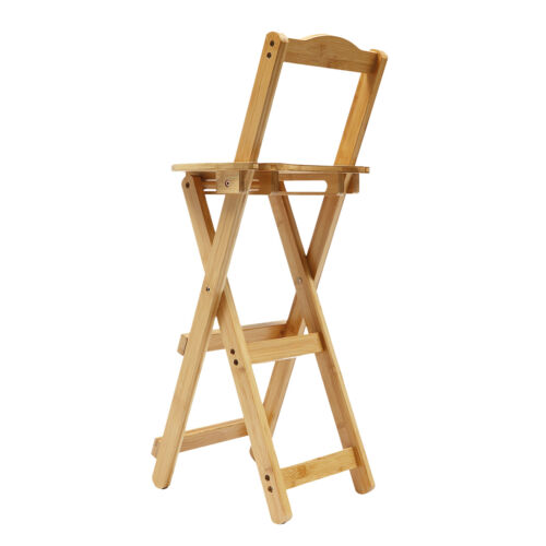 Portable Folding Bamboo Stool Tall Chair Foldable Bar Stool Porch Kitchen Chair - Picture 10 of 13