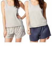 NWT LUCKY BRAND 1634137 GRAY HEATHER 3 PC TANK  SHORTS PAJAMA SET SZ M G171