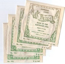 MANDOLIN STRINGS "La Bella" Single Steel Wound LOOP END D/3rd Strings, 2 pack