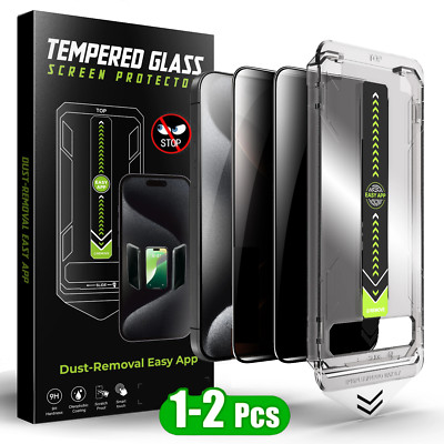  Anti-Spy Schutzglas Panzerfolie für iPhone 12 13 14 15 16 Pro Max +Schablone 