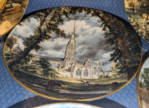 Set Of 6 - Crown Staffordshire Bone China - 19.5cm John Constable Plaques - VGC - Picture 7 of 14