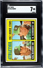 1967 Topps SAL BANDO Oakland Athletics ROOKIE #33 SGC 7 NEAR MINT