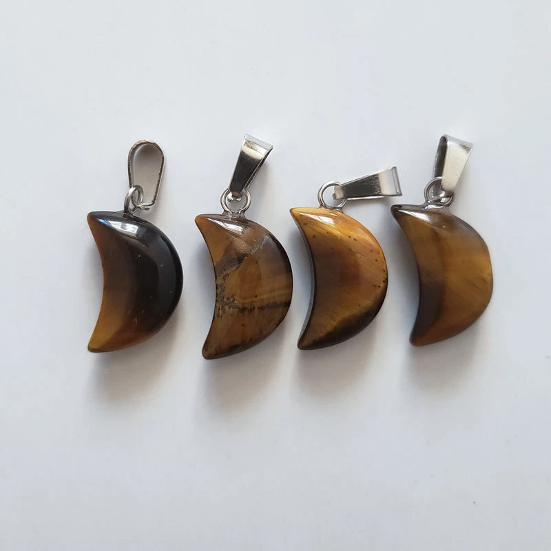 Wholesale 50pcs/lot fashion Natural Tigers eye Stone Moon Shape charm Pendants - Image 3 of 3