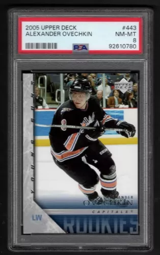 2005 Upper Deck #443 Alexander Ovechkin Young Guns Rookie Card PSA 8