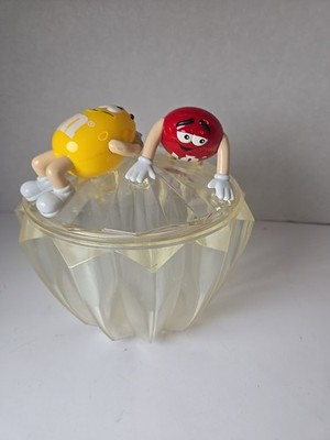 M&M'S Candy Dish Vintage Lid Red & Yellow Plastic Bowl Vintage MMs Mars Candy