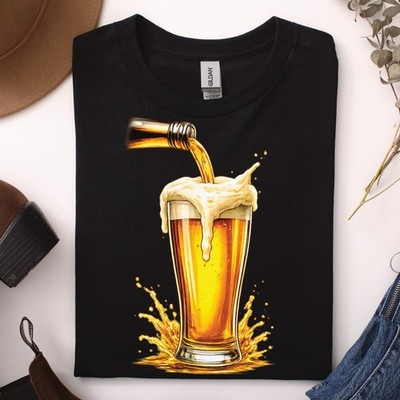 Bier T-Shirt Beer Lover | Bierglas mit Schaum & Splash | Geschenk Bierliebhaber