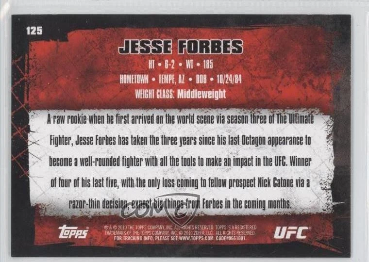 2010 Topps UFC Series 4 Jesse Forbes #125 - Image 2 of 2