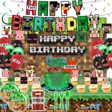 Minecraft Steve Birthday Party Decorations Supplies Set