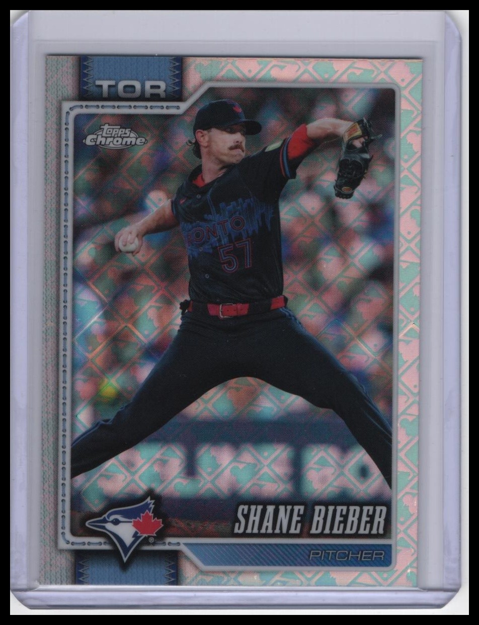 2026 Topps Chrome Logofractor #21 Shane Bieber Logofractor Toronto Blue Jays