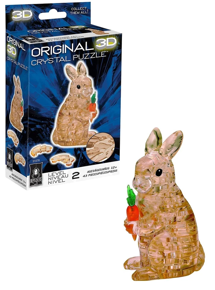 Rabbit 43 Piece 3D Crystal Jigsaw Puzzle - Image 2 of 3