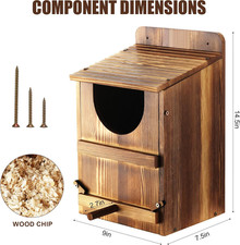 Owl House, Barn Owl Nesting Box with Bird Stand and Wood Shavings, Large Wood...