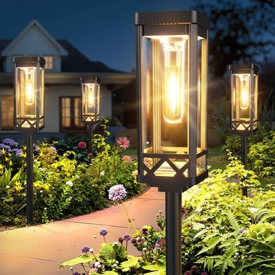 Taller Solar Pathway Lights Outdoor, 8 Pack Upgraded Brighter Solar Garden Li...