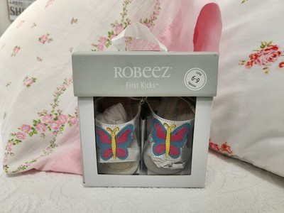 NEW ROBEEZ FIRST KICKS 0/3 & 6/9 LEATHER BUTTERFLY SANDALS
