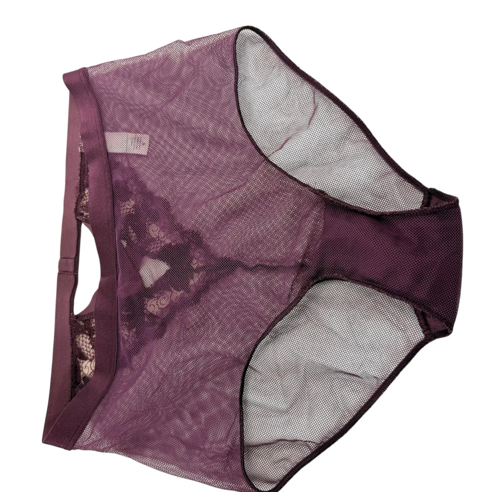 Bragas vintage Victoria's Secret talla pequeña malla transparente púrpura Foto 3 de 4