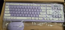 Reccazr wireless mouse and keyboard combo (Lavender & white)