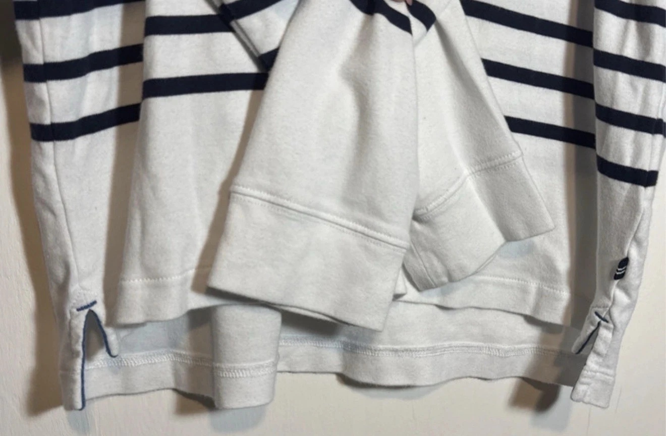 Nautica Men's Striped Crew Neck Pullover Sweatshirt White Navy Red L - product detail image 4