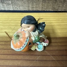 1995 Friends of the Feather Figurine "Smile Carver" Pumpkin Native American Fall
