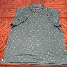 William Murray Polo Shirt Men’s 2XL Green Christmas Golf Casual All Over Print