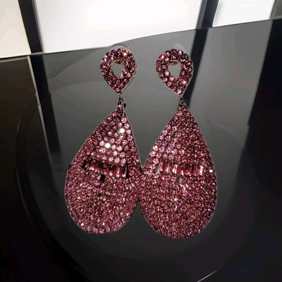  HOT SALE  Gorgeous Pink Fuschia Austrian Crystal Earings 