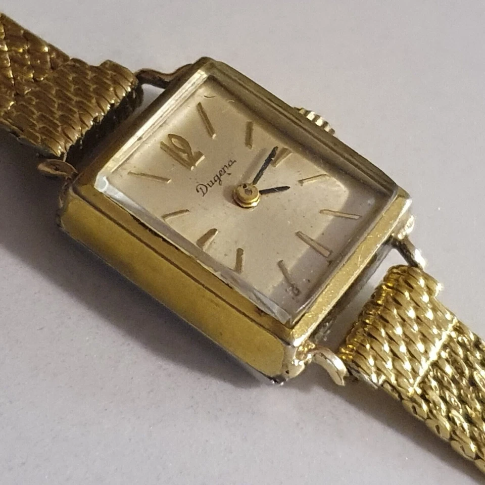 Watch Mechanical Dugena Women's Vintage '50 Ladies Micro Chocolate Golden New - image 3 of 4