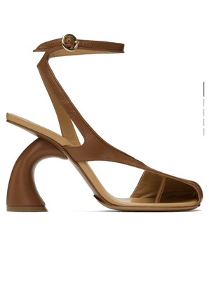Dries Van Noten High Heel Sandals Tan Crinkled Leather Shoes