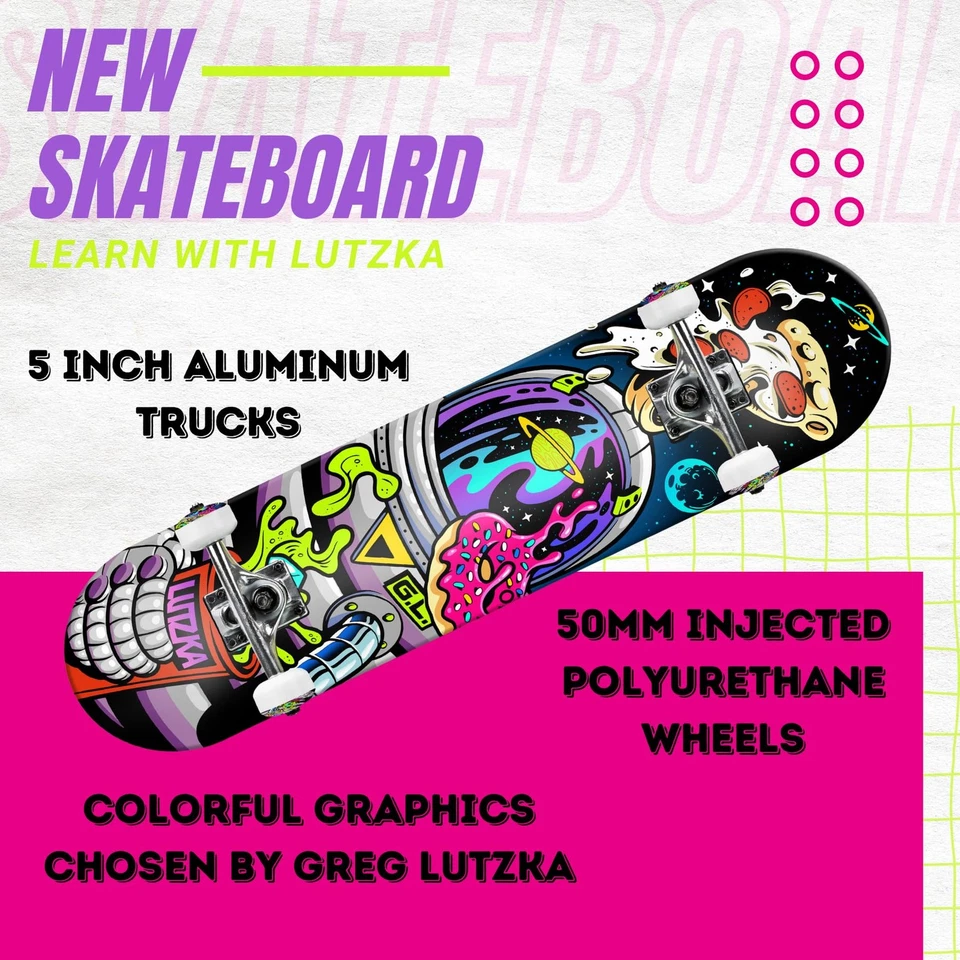 Aprenda com Lutzka Astronaut Skateboard Deluxe Series para crianças, adolescentes, iniciantes... - Imagem 4 de 4