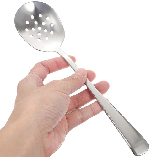 2 Pcs Dining Drain Slot Stainless Steel Spoon Stirring Spoons Cooking - Picture 3 of 12
