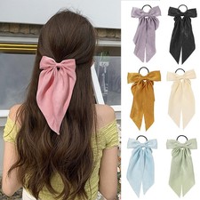 Big Bow Hair Clip Satin Barrette Hairpin Solid Color Ponytail Hair Accessories
