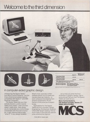 Micro Control Systems Space Tablet 3D Graphic Design Print Ad 1982