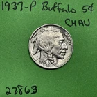 1937-P Buffalo 🦬 Indian Head Nickel 5c AU+ Almost Uncirculated US Coin