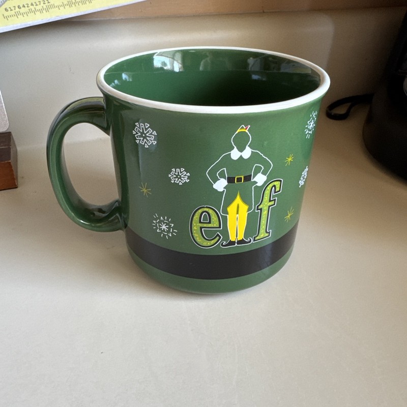 ELF Christmas Coffee Mug Cup, Large 20 Oz, 4" Green -Ceramic, Buddy the Elf New