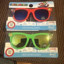 Nintendo Super Mario Brothers Classic Kids Sunglasses Red And Green 2 Pairs New