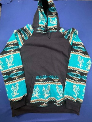 Indian Creations Handmade Sweatshirt Pullover 100% Acrylic Black Blue Size Large