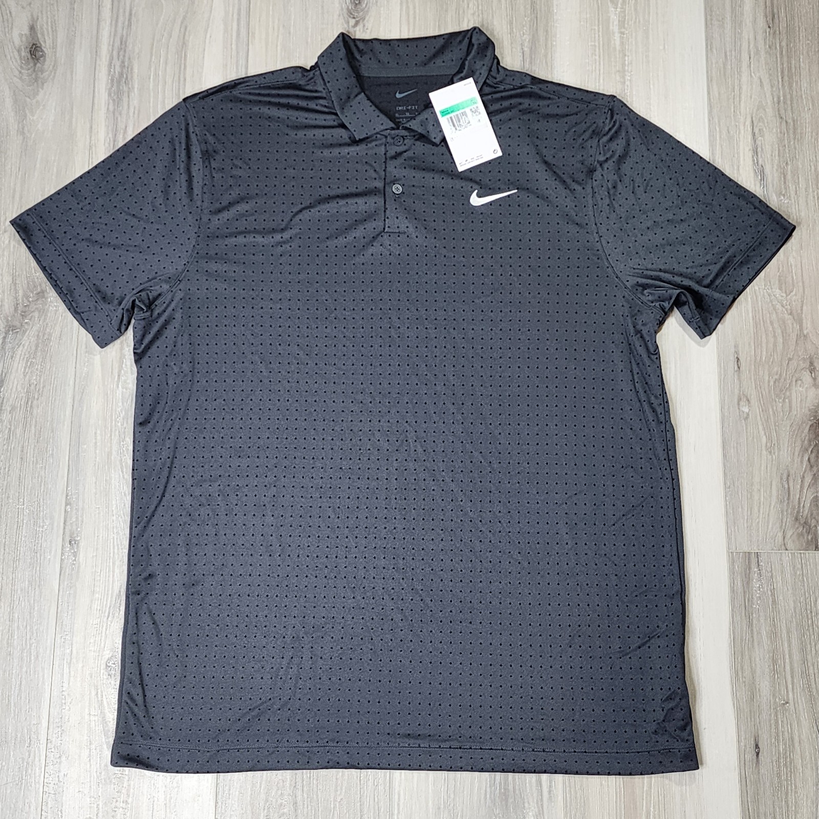 Polo Men's Xl Black Dri-fit Polka Dots Swoosh New