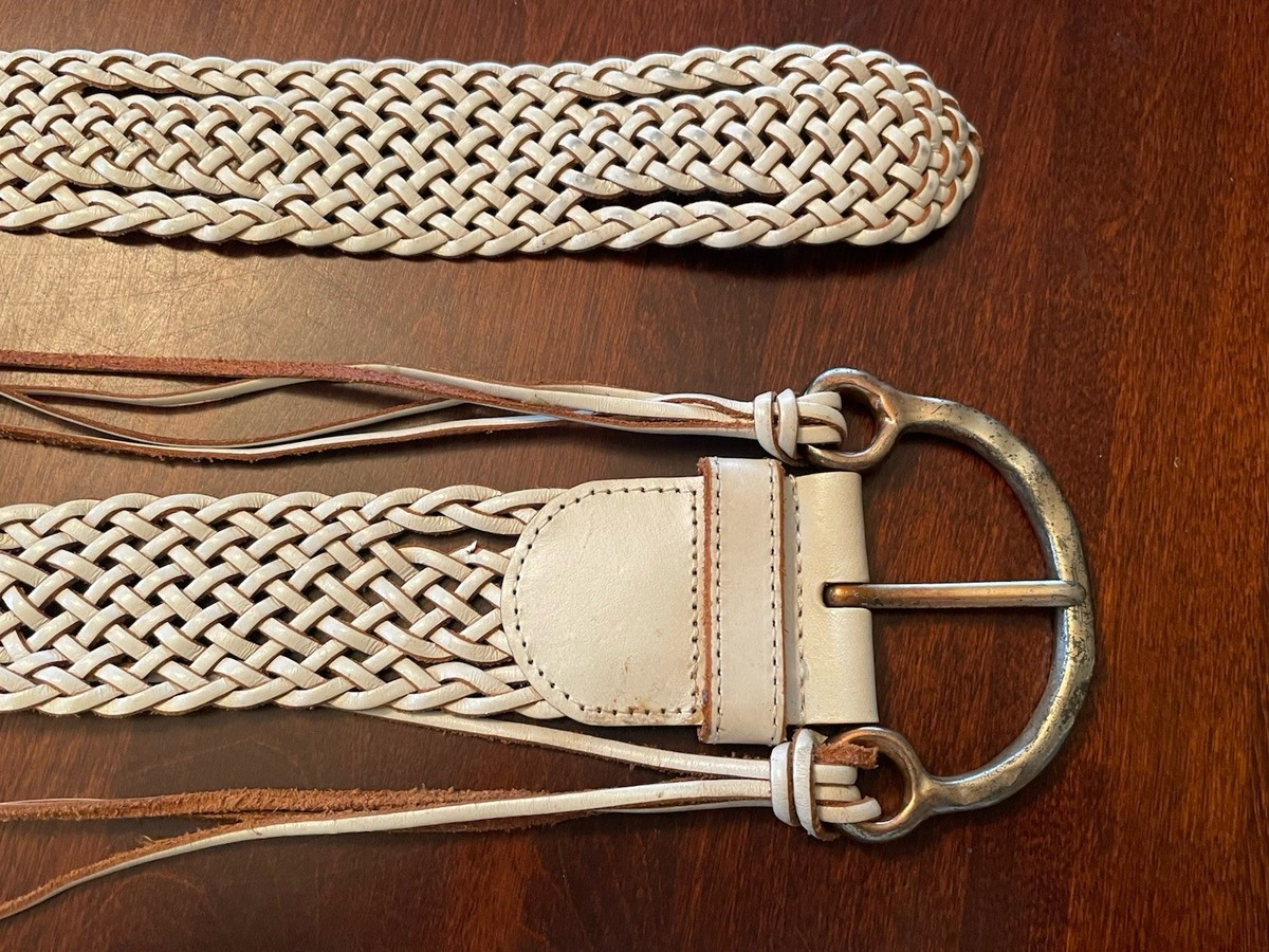 Linea Pelle: Wide Cream Leather Belt M/L Celine Belt - Cream Italian Leather with Gold Buckle  main image 2