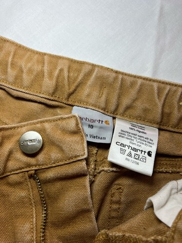 Carhartt Pants Boys 10 Brown Canvas Carpenter Straight Skate Street Rugged - Picture 11 of 14