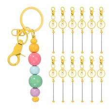 12Pcs Beadable Keychains, DIY Beaded Keychain Making Kit, Candy Yellow