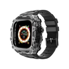 Luxury Metal Case with FKM Band for Apple Watch Ultra 49mm, Rugged Tactical Cove