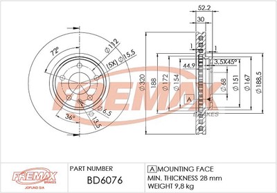 FREMAX BD-6076 Brake Disc for AUDI