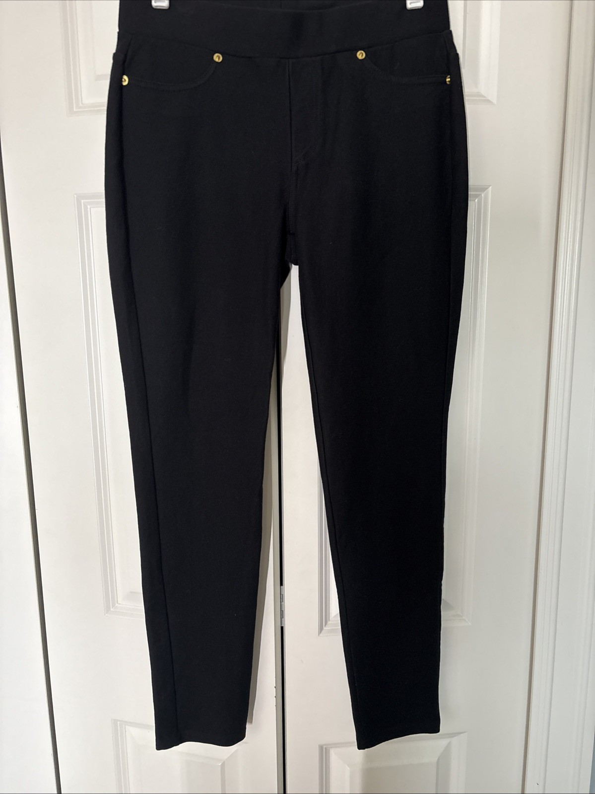 Michael Kors Women's Zinnia Pull-On Pants, Size Medium Black Stretch