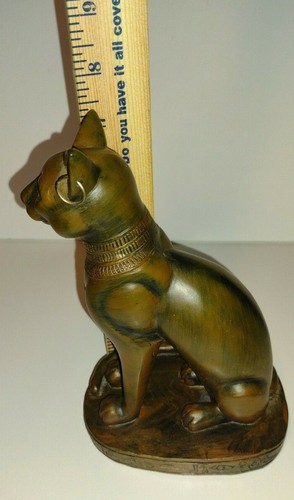 Vtg Gold Brass Tone Pharaoh Cat Figure Figurine Bastet Ancient Egyptian God 7.5" - Picture 3 of 11