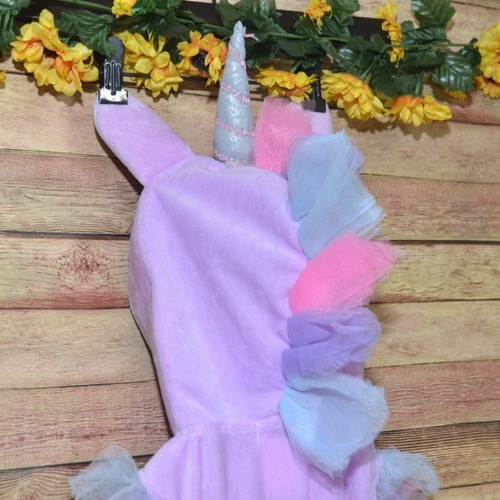 Girls XS Unicorn Costume 1 Piece Easy On Pastel Colorful Dress Up Trick or Treat - Picture 7 of 9