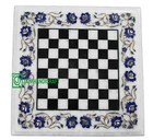 18" White Chess Marble Table Top kids game Inlay Malachite Inlay Decor Lapis K1