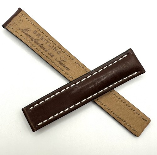 New Genuine Breitling 18x16mm 80/115 Dark Brown Calf Leather Band Strap 417X - Picture 3 of 7