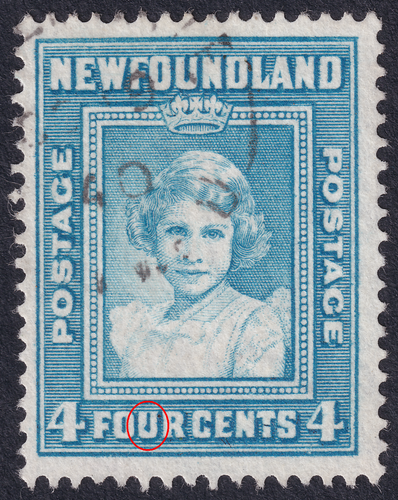 Neufundland 1938 Princess Elizabeth SG 270 defekt "U" Fehler SIEHE BESCHREIBUNG - Bild 1 von 2