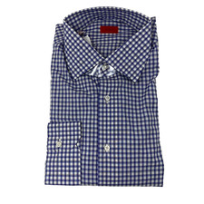isaia shirt size 17.5 44 blue multi color check long sleeve NEW