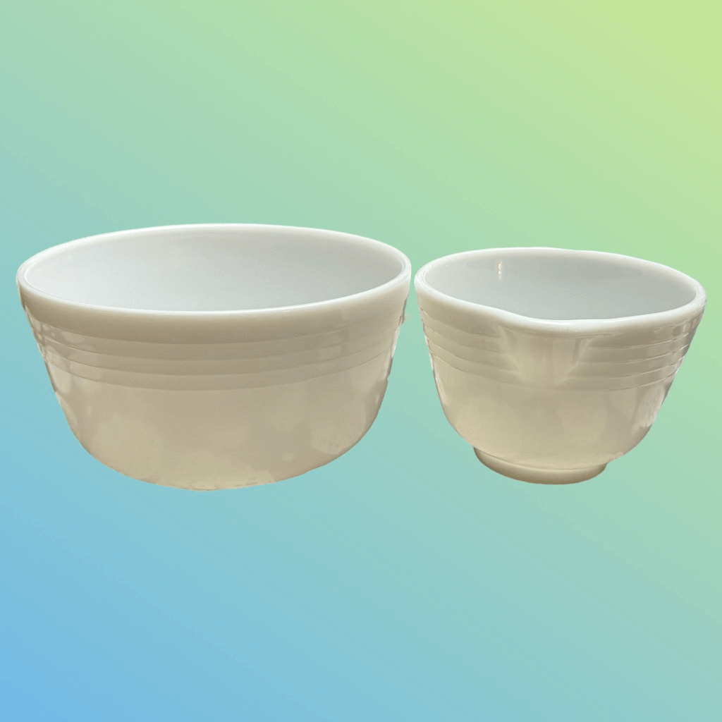 Vintage Pyrex Hamilton Beach Milk Glass Mixing Bowls Set of 2  