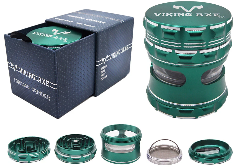 2.5" 5 PC Herb Spice Crusher Smoke Tobacco Grinder Large Storage W/ Gift Box GR