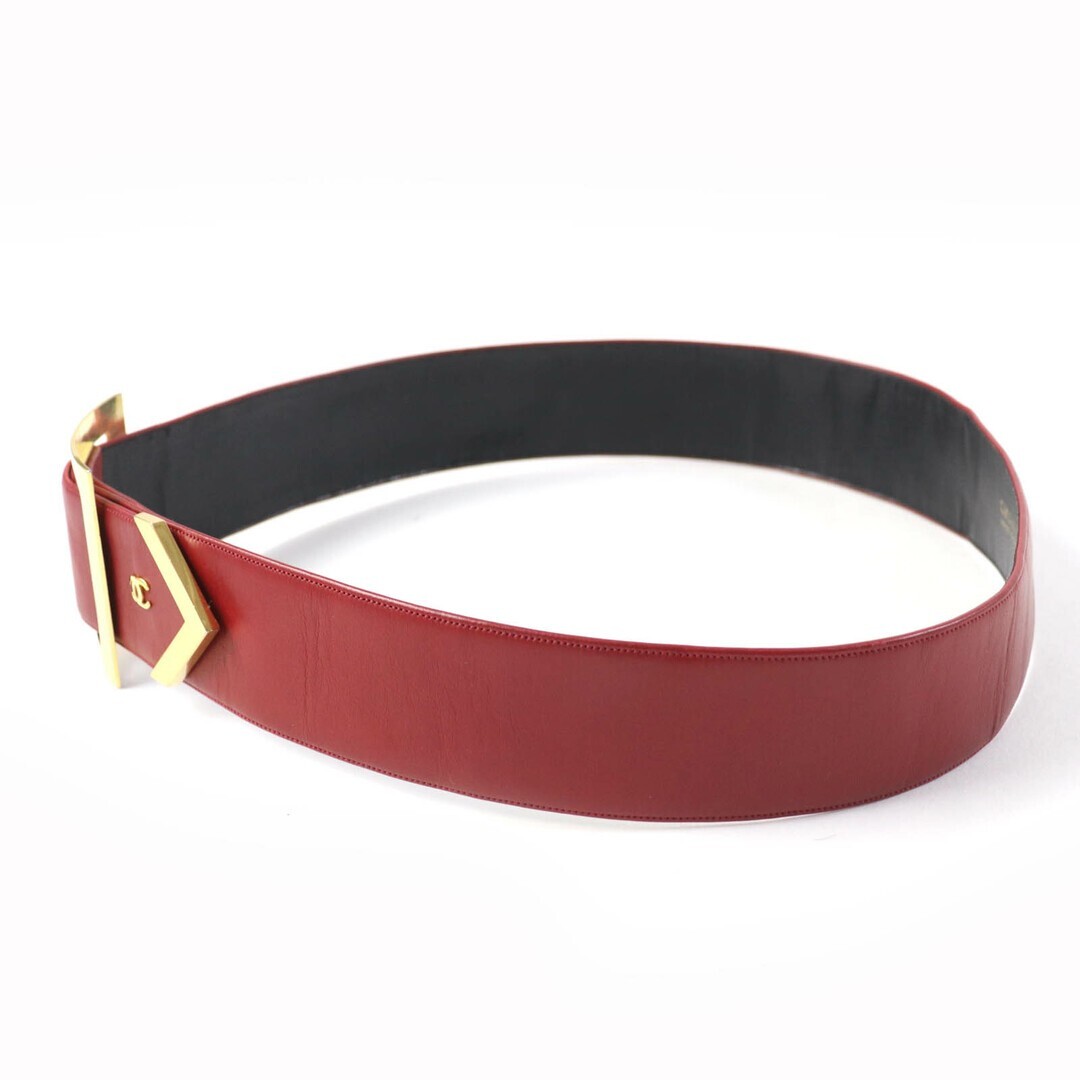 Chanel Vintage Coco Leather Belt Red Auth | eBay