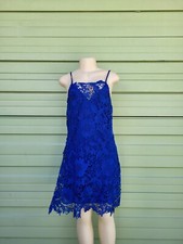 ZARA WOMEN BLUE Cobalt Crochet Floral Lace Dress SIZE S #5317B